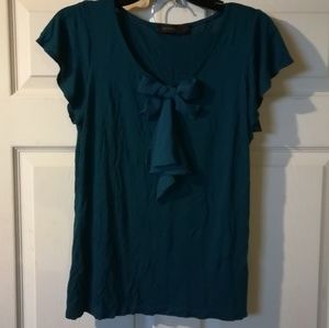 MOVING SALE! Teal top with flirty bow detail